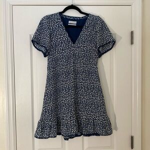 Urban Outfitters | Fit and Flare, Tie Back | Blue dress with White dots |